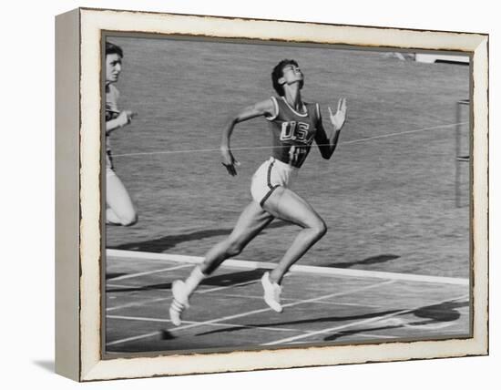 Wilma Rudolph, Across the Finish Line to Win One of Her 3 Gold Medals at the 1960 Summer Olympics-Mark Kauffman-Framed Premier Image Canvas