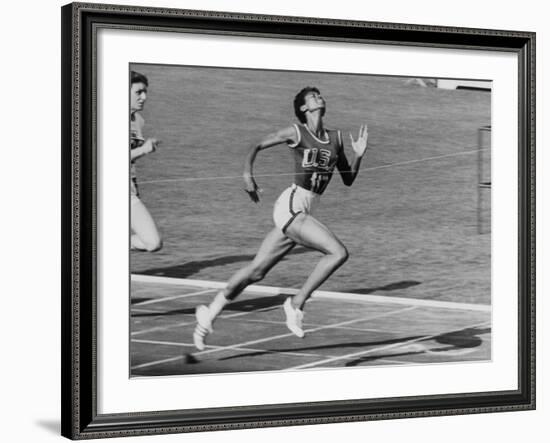 Wilma Rudolph, Across the Finish Line to Win One of Her 3 Gold Medals at the 1960 Summer Olympics-Mark Kauffman-Framed Premium Photographic Print