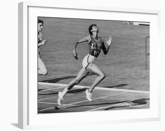 Wilma Rudolph, Across the Finish Line to Win One of Her 3 Gold Medals at the 1960 Summer Olympics-Mark Kauffman-Framed Premium Photographic Print