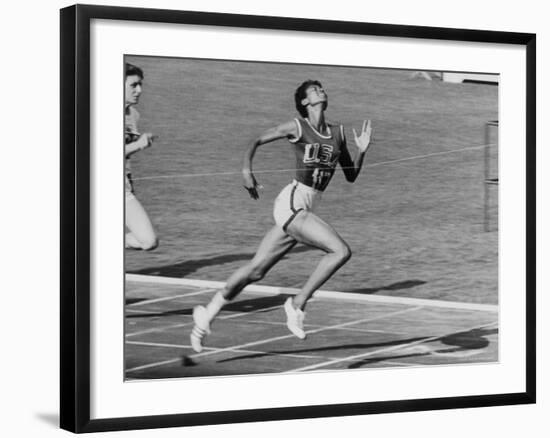 Wilma Rudolph, Across the Finish Line to Win One of Her 3 Gold Medals at the 1960 Summer Olympics-Mark Kauffman-Framed Premium Photographic Print