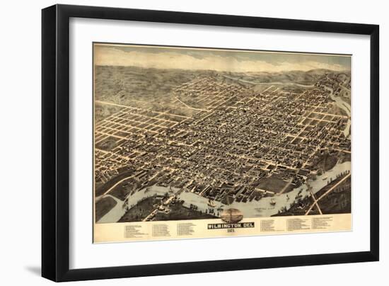 Wilmington, Delaware - Panoramic Map-Lantern Press-Framed Art Print