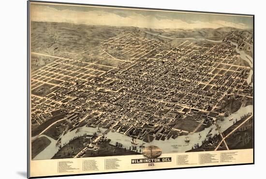 Wilmington, Delaware - Panoramic Map-Lantern Press-Mounted Art Print