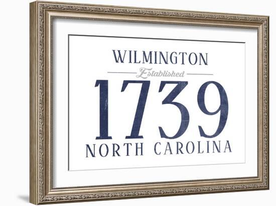 Wilmington, North Carolina - Established Date (Blue)-Lantern Press-Framed Art Print