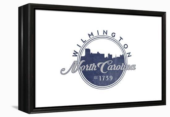 Wilmington, North Carolina - Skyline Seal (Blue)-Lantern Press-Framed Stretched Canvas