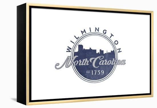 Wilmington, North Carolina - Skyline Seal (Blue)-Lantern Press-Framed Stretched Canvas