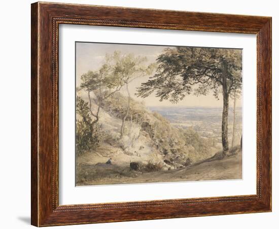 Wilmot's Hill, Kent (W/C, B/C and Chalk on Paper)-Samuel Palmer-Framed Giclee Print