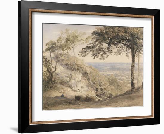 Wilmot's Hill, Kent (W/C, B/C and Chalk on Paper)-Samuel Palmer-Framed Giclee Print