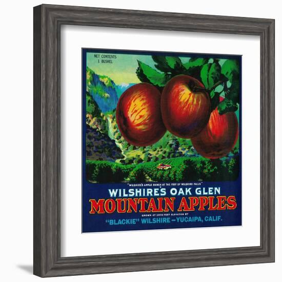 Wilshire's Oak Glen Apple Crate Label - Yucaipa, CA-Lantern Press-Framed Art Print