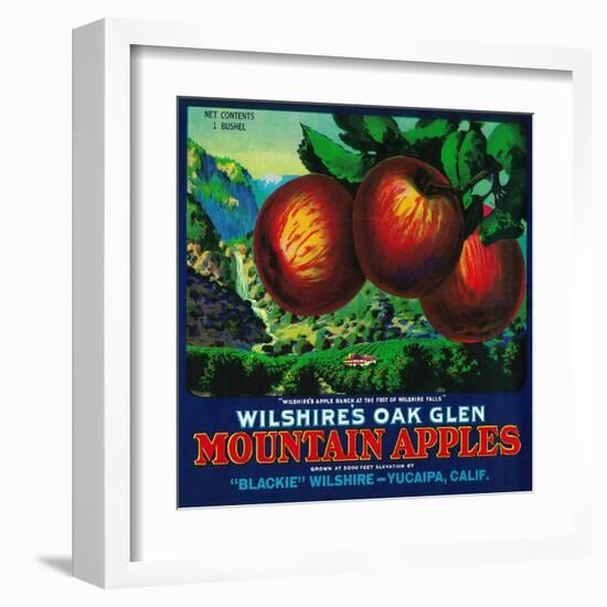 Wilshire's Oak Glen Apple Crate Label - Yucaipa, CA-Lantern Press-Framed Art Print