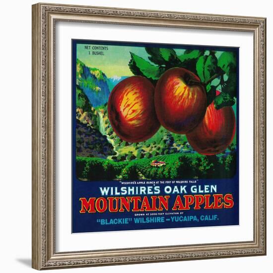 Wilshire's Oak Glen Apple Crate Label - Yucaipa, CA-Lantern Press-Framed Art Print