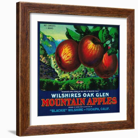 Wilshire's Oak Glen Apple Crate Label - Yucaipa, CA-Lantern Press-Framed Art Print