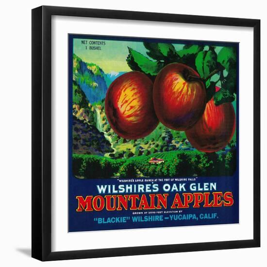 Wilshire's Oak Glen Apple Crate Label - Yucaipa, CA-Lantern Press-Framed Art Print