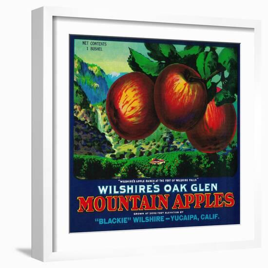 Wilshire's Oak Glen Apple Crate Label - Yucaipa, CA-Lantern Press-Framed Art Print