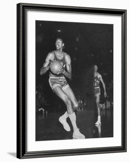 Wilt Chamberlain Playing Basketball During a Game Against Iowa State-Stan Wayman-Framed Premium Photographic Print