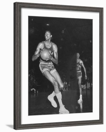 Wilt Chamberlain Playing Basketball During a Game Against Iowa State-Stan Wayman-Framed Premium Photographic Print