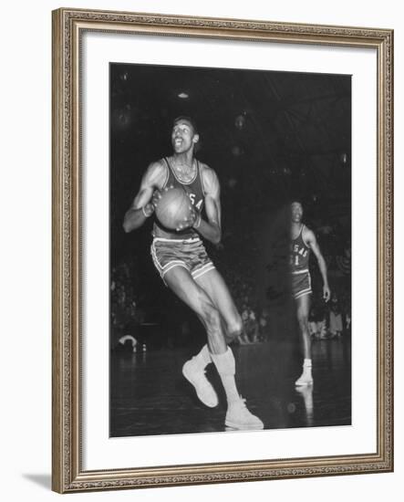 Wilt Chamberlain Playing Basketball During a Game Against Iowa State-Stan Wayman-Framed Premium Photographic Print