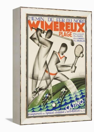 Wimereux Plage French Railroad Travel Poster-null-Framed Premier Image Canvas