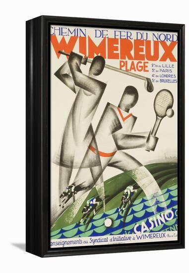 Wimereux Plage French Railroad Travel Poster-null-Framed Premier Image Canvas