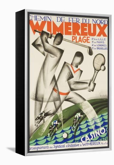 Wimereux Plage French Railroad Travel Poster-null-Framed Premier Image Canvas