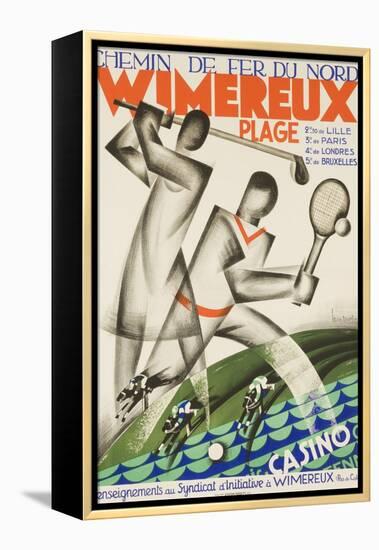 Wimereux Plage French Railroad Travel Poster-null-Framed Premier Image Canvas