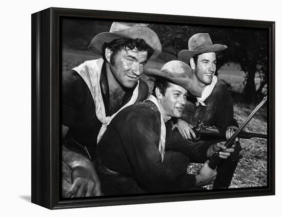 Winchester 73 by AnthonyMann with Tony Curtis, 1950 (photo)-null-Framed Stretched Canvas