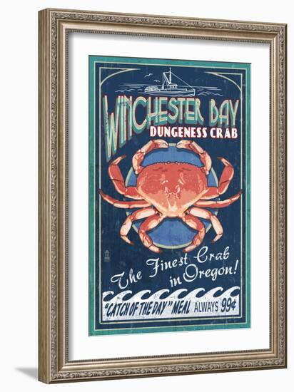 Winchester Bay, Oregon - Dungeness Crab-Lantern Press-Framed Art Print