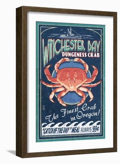 Winchester Bay, Oregon - Dungeness Crab-Lantern Press-Framed Art Print