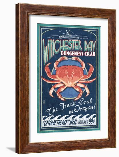 Winchester Bay, Oregon - Dungeness Crab-Lantern Press-Framed Art Print