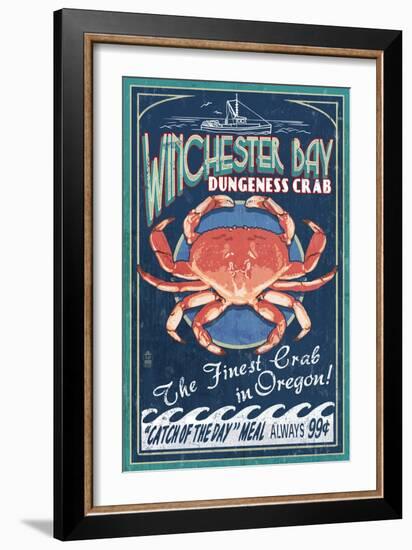 Winchester Bay, Oregon - Dungeness Crab-Lantern Press-Framed Art Print