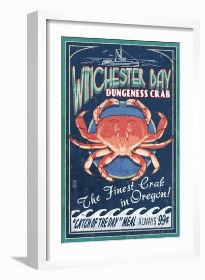 Winchester Bay, Oregon - Dungeness Crab-Lantern Press-Framed Art Print