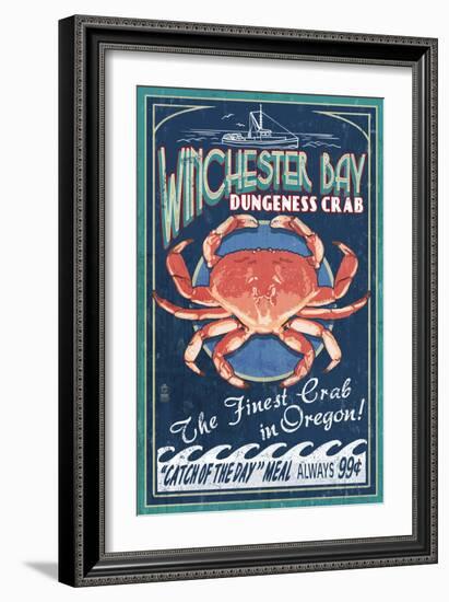 Winchester Bay, Oregon - Dungeness Crab-Lantern Press-Framed Art Print