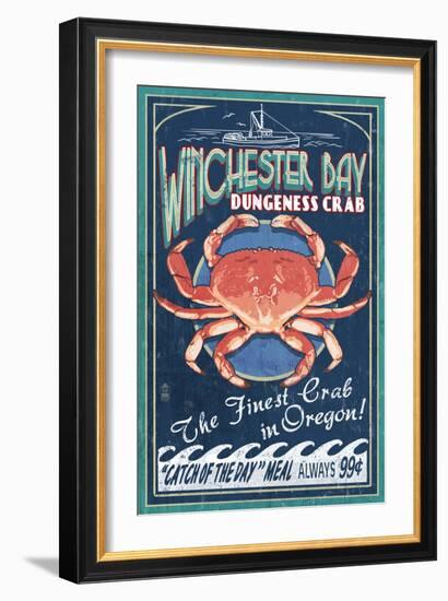 Winchester Bay, Oregon - Dungeness Crab-Lantern Press-Framed Art Print