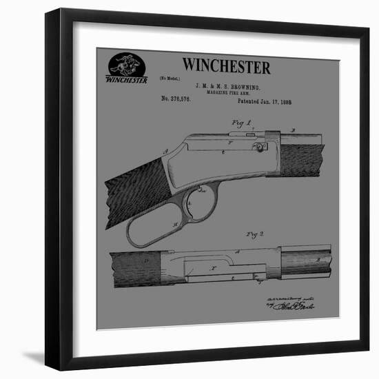 Winchester Magazine Fire Arm, 1888-Gray-Dan Sproul-Framed Art Print