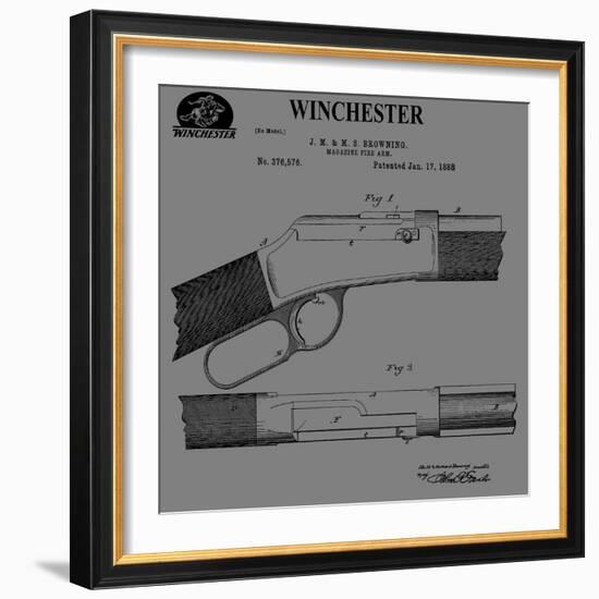 Winchester Magazine Fire Arm, 1888-Gray-Dan Sproul-Framed Art Print