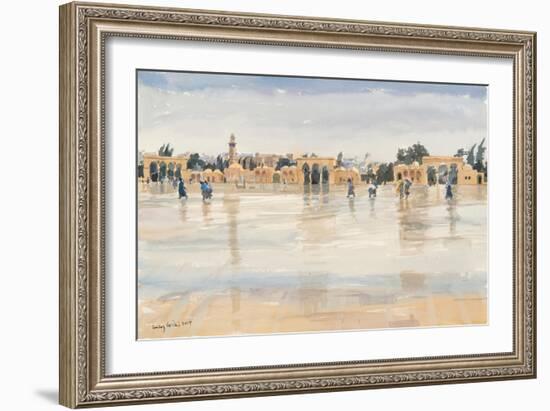 Wind and Rain on the Temple Mount, Jerusalem, 2019 (W/C on Paper)-Lucy Willis-Framed Giclee Print