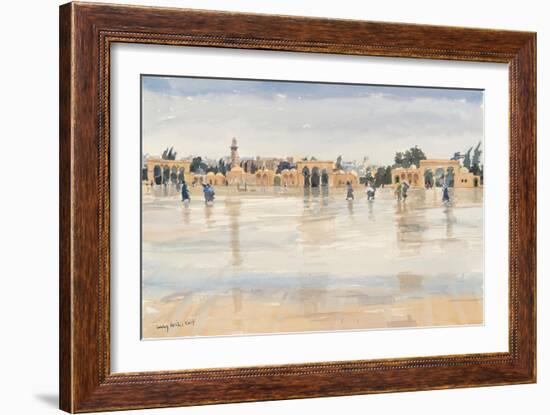 Wind and Rain on the Temple Mount, Jerusalem, 2019 (W/C on Paper)-Lucy Willis-Framed Giclee Print