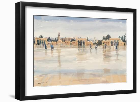 Wind and Rain on the Temple Mount, Jerusalem, 2019 (W/C on Paper)-Lucy Willis-Framed Giclee Print