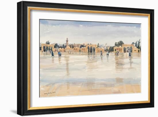 Wind and Rain on the Temple Mount, Jerusalem, 2019 (W/C on Paper)-Lucy Willis-Framed Giclee Print