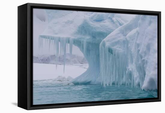 Wind and Water Sculpted Iceberg with Icicles at Booth Island, Antarctica, Polar Regions-Michael Nolan-Framed Premier Image Canvas
