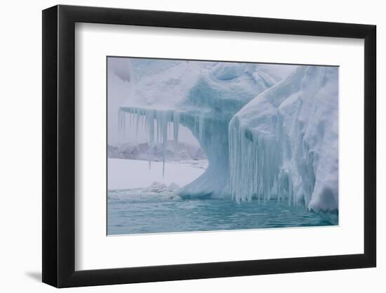 Wind and Water Sculpted Iceberg with Icicles at Booth Island, Antarctica, Polar Regions-Michael Nolan-Framed Photographic Print