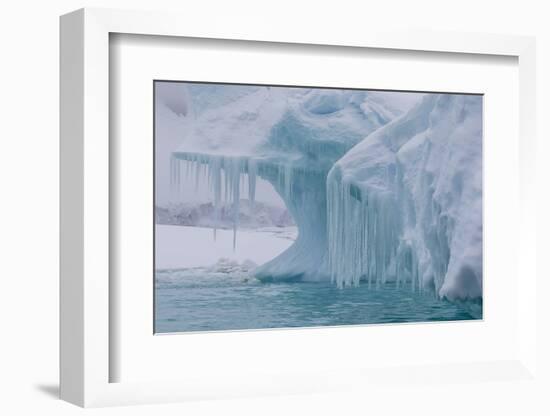 Wind and Water Sculpted Iceberg with Icicles at Booth Island, Antarctica, Polar Regions-Michael Nolan-Framed Photographic Print