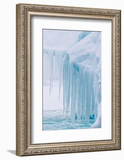 Wind and Water Sculpted Iceberg with Icicles at Booth Island, Antarctica, Polar Regions-Michael Nolan-Framed Photographic Print