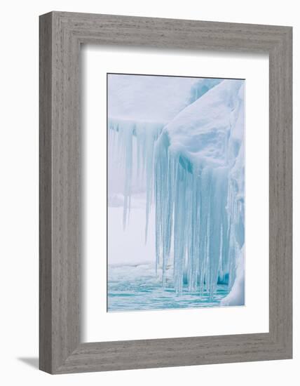 Wind and Water Sculpted Iceberg with Icicles at Booth Island, Antarctica, Polar Regions-Michael Nolan-Framed Photographic Print