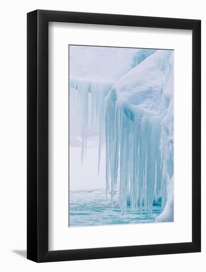 Wind and Water Sculpted Iceberg with Icicles at Booth Island, Antarctica, Polar Regions-Michael Nolan-Framed Photographic Print