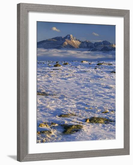 Wind-Blown Snow and Longs Peak, Rocky Mountain National Park, Colorado, USA-Scott T. Smith-Framed Photographic Print