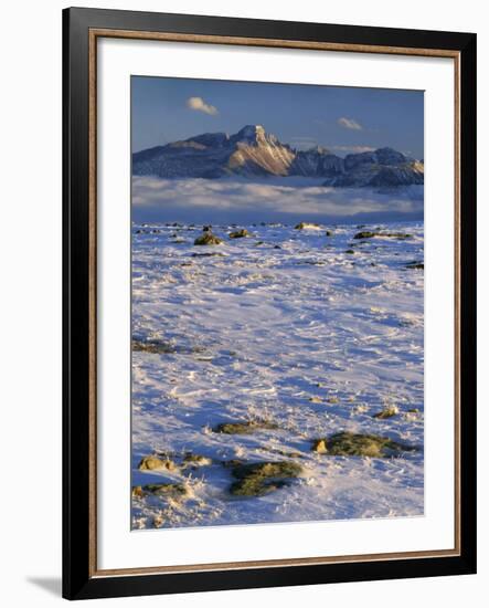 Wind-Blown Snow and Longs Peak, Rocky Mountain National Park, Colorado, USA-Scott T. Smith-Framed Photographic Print