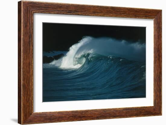 Wind-blown Wave Breaking In Hawaii-Brad Lewis-Framed Photographic Print