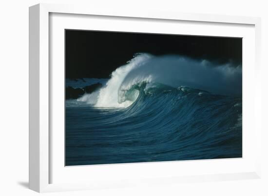 Wind-blown Wave Breaking In Hawaii-Brad Lewis-Framed Photographic Print