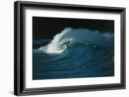 Wind-blown Wave Breaking In Hawaii-Brad Lewis-Framed Photographic Print