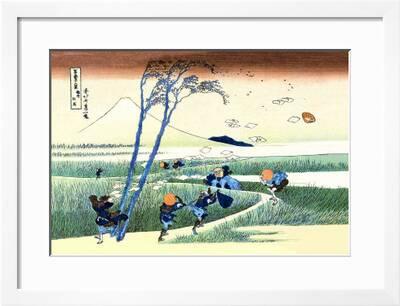 Wind Buffets Travelers In View Of Mount Fuji Art Print Katsushika Hokusai Art Com